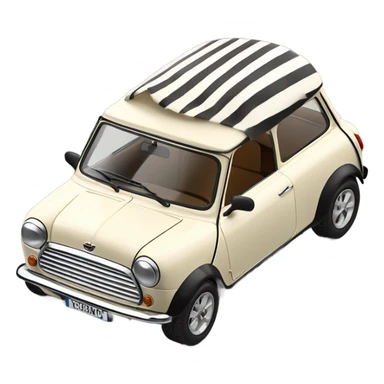 Cream classic mini with stripes and black bonnet cream roof sticker