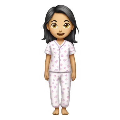 Asian girl wearing pajamas  sticker