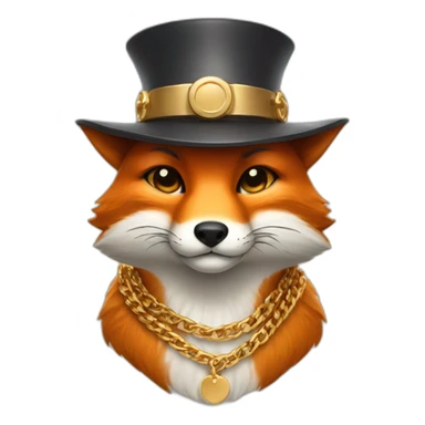 fox wearing a gold chain and hat sticker
