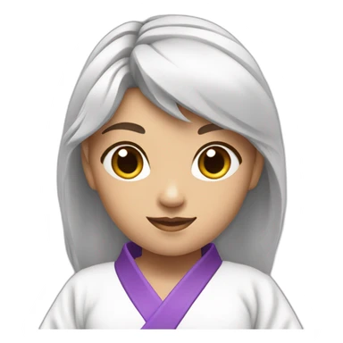 Girl with white martial arts tunic and purple martial arts belt sticker