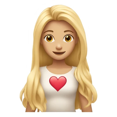 Girl blonde long hair with hands mae heart sticker