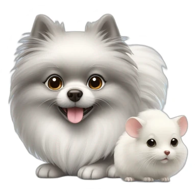 white pomeranian and gray mouse sticker