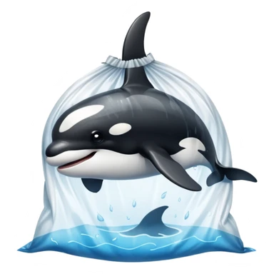 orca stuck in plastic waste bag sticker