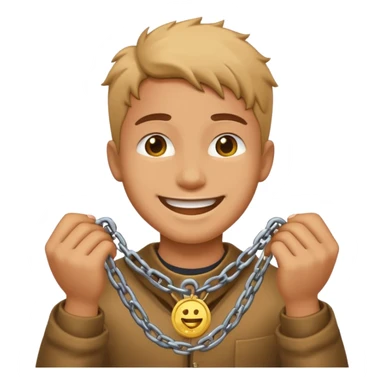 A relieved person breaking chains with a coin emoji sticker