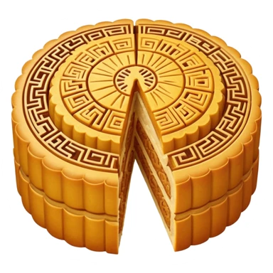 one chinese moon cake cut in half sticker