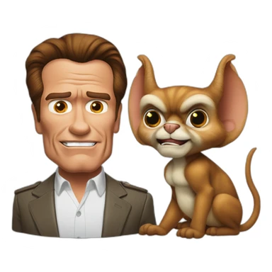 arnold schwarzenegger with a gremlins sticker