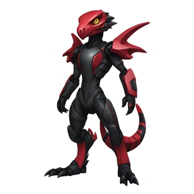  Cool Edgy Futuristic Punk Black Red Digimon-Fakemon-Raptor-Genesect-Reptile full body sticker