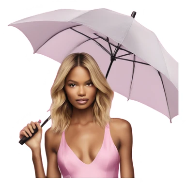 Photo of Victoria secret model posing with an umbrella  sticker