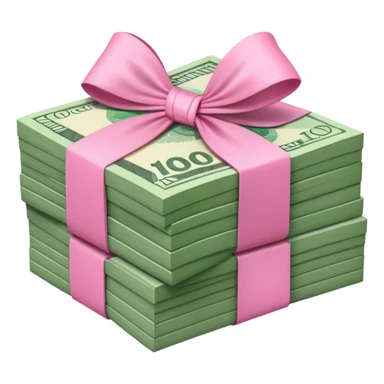 Forest Green Australian $100 notes stacked together and wrapped in a pink bow sticker