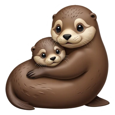 Big seal and small otter cuddle sticker