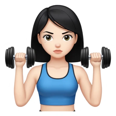 Pale girl with black hair using dumbells sticker