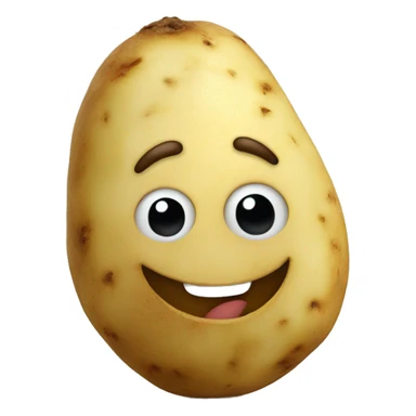 The potato has a happy smiley face sticker