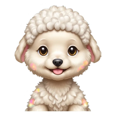 smile, baby white toy Poodle,only face  sticker