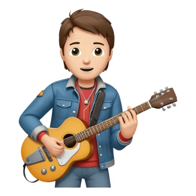 Marty McFly from Back to the Future, playing guitar, energetic expression sticker