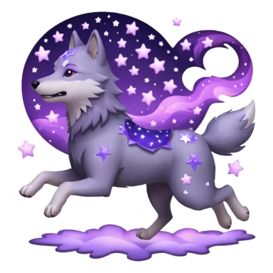 A wolf of winterfell running under lilac stars sticker