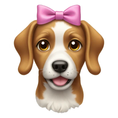 Dog wearing a bow sticker