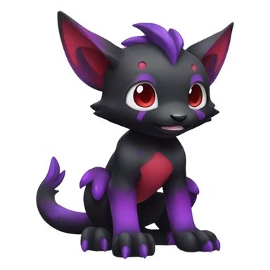 Cute cool dark black red purple animal hybrid Fakemon full body sticker