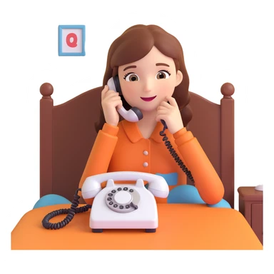 girl talking on telephone in her room sticker