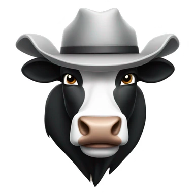 A Muscular angry black and white bull wearing cowboy hat sticker