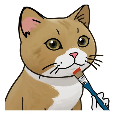 Cute cat using a paint brush  sticker