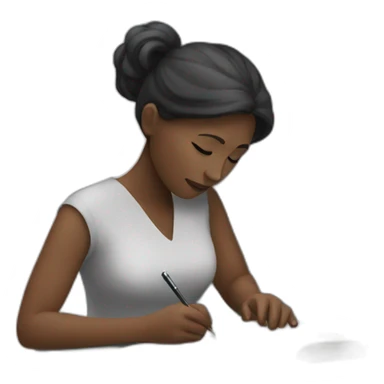 woman taking notes by a tombstone sticker