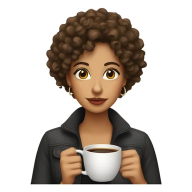 pretty latina with curly hair sipping coffee sticker