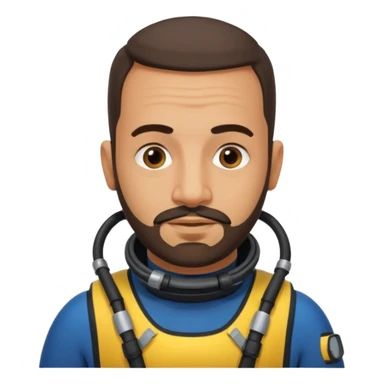 Moroccan Male 38 short beard, slightly overweight, scuba diving sticker