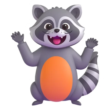 raccoon laughing hard and waving sticker