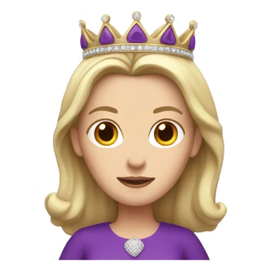 White woman with a purple crown and purple gown sticker