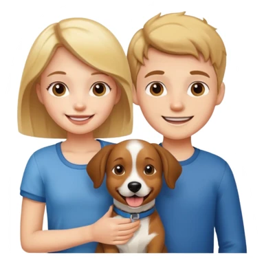 Girl and boy with a dog sticker