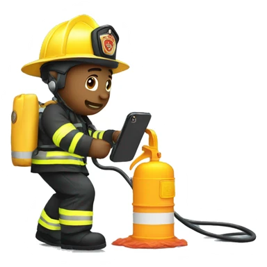 Firefighter charging his phone  sticker