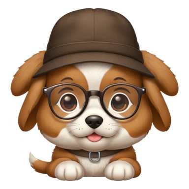 puppy with hat and glasses sticker