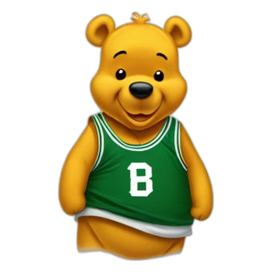Winnie-the-Pooh wearing boston celtics jerssey sticker