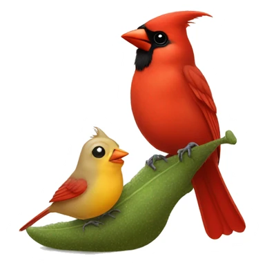Cardinal bird cuddles cute slug sticker