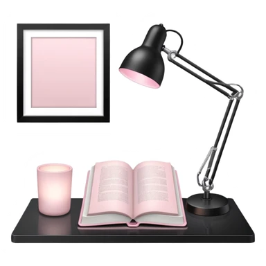 Light Pale Pink office with Light Pale Pink book and Light Pale Pink Desk lamp for Lease sticker