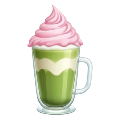 a matcha latte with pink foam on top sticker
