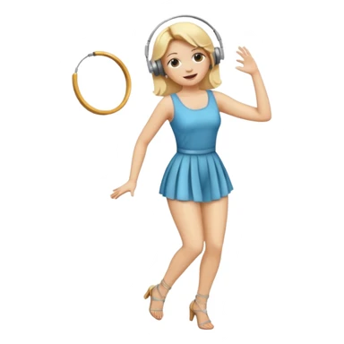 full body emoji of a woman with blonde hair and hoop earrings, singing and dancing sticker