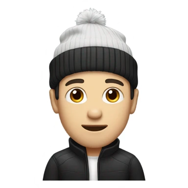 White man with beanie no beard in a black jacket and black hair  sticker