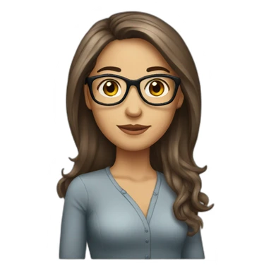 Women, white, brown hair, Latin women, glasses pin, long hair sticker