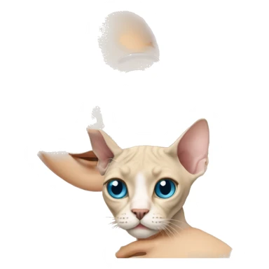 Blonde girl with wavy long hair and blue eyes holding sphynx cat sticker