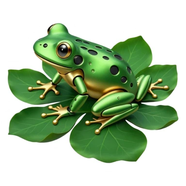 robot frog on lotus leaf sticker