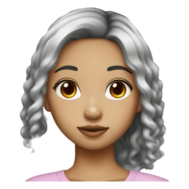 Black culry hair with front hair asian girl sticker