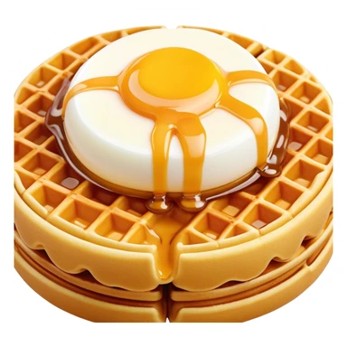 3D rendered hyper-realistic Hong Kong egg waffle with condensed milk drizzle, glossy golden bubbles, vibrant colors, candy-like texture, detailed bubble surfaces, fun presentation, soft lighting sticker