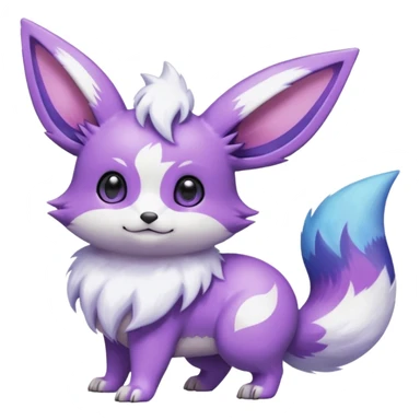 Shiny White with Violet and Indigo markings and nebula markings Eevee-Minccino-Zangoose-Digimon-Pokémon-Fakémon-fusion-hybrid-creature sticker