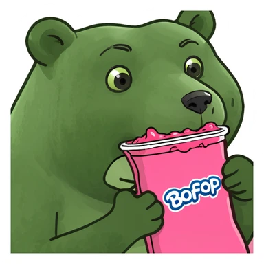 bear eating pink slop sticker