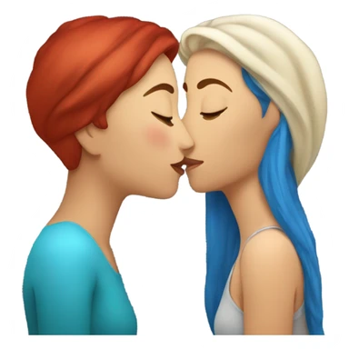 Russian woman with blue hair kissing hispanic woman with red hair sticker