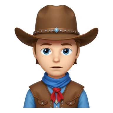 cute outlaw cowboy portrait, head and shoulders only, cowboy hat, bandana covering mouth, intense eyes, western outfit, 3D cartoon, mobile game icon style, clean background, no text, no watermark
 sticker