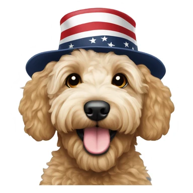 Goldendoodle with patriots hat sticker