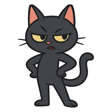 flat toon style baddie cat with sassy pose sticker