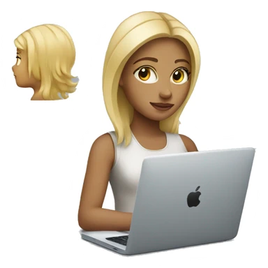 Blond girl working on MacBook  sticker